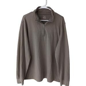 Van Heusen Men's XL Brown Quarter Zip Pullover Sweater Grandpa Core Soft Ribbed